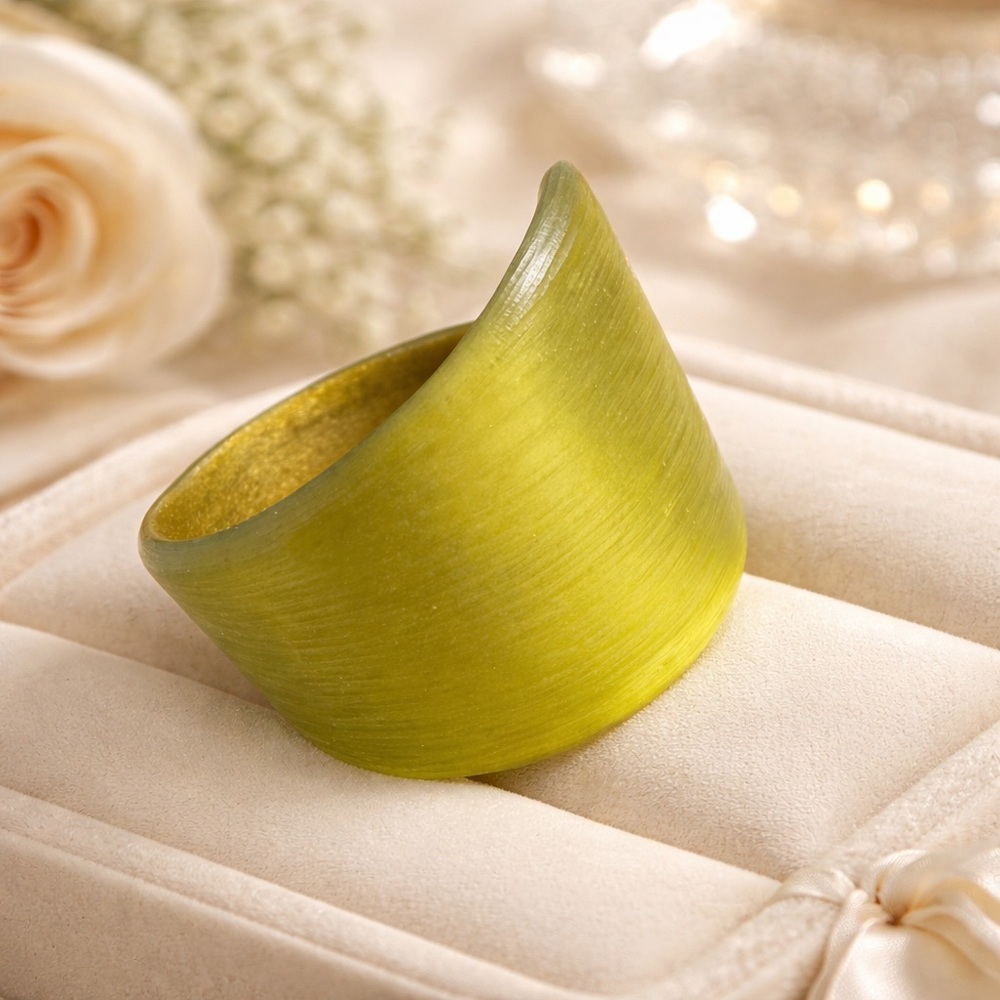 Alexis Bittar Yellow Lucite Cuff Bracelet 
Hand Carved